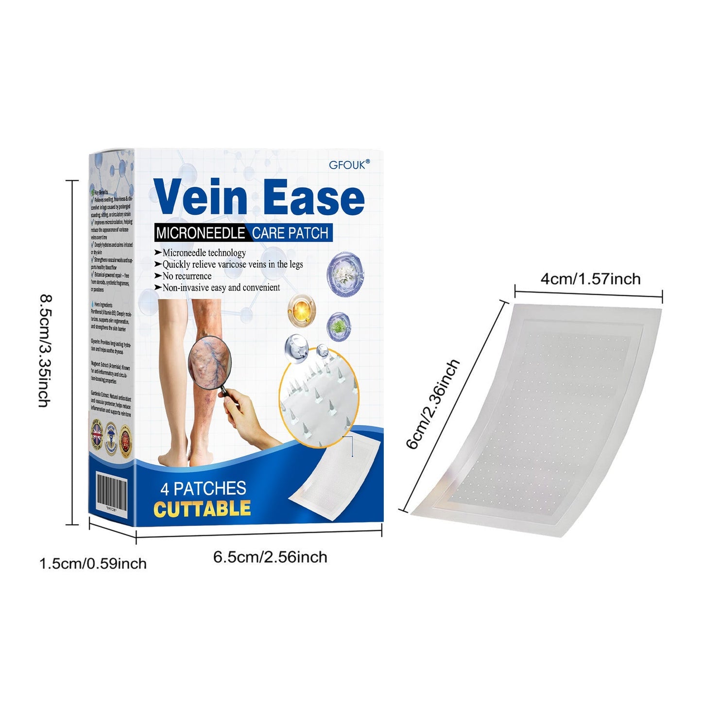 🇬🇧 🥰GFOUK® VeinEase Microneedle Care Patch⚡Instant Relief, Long-Term Results
