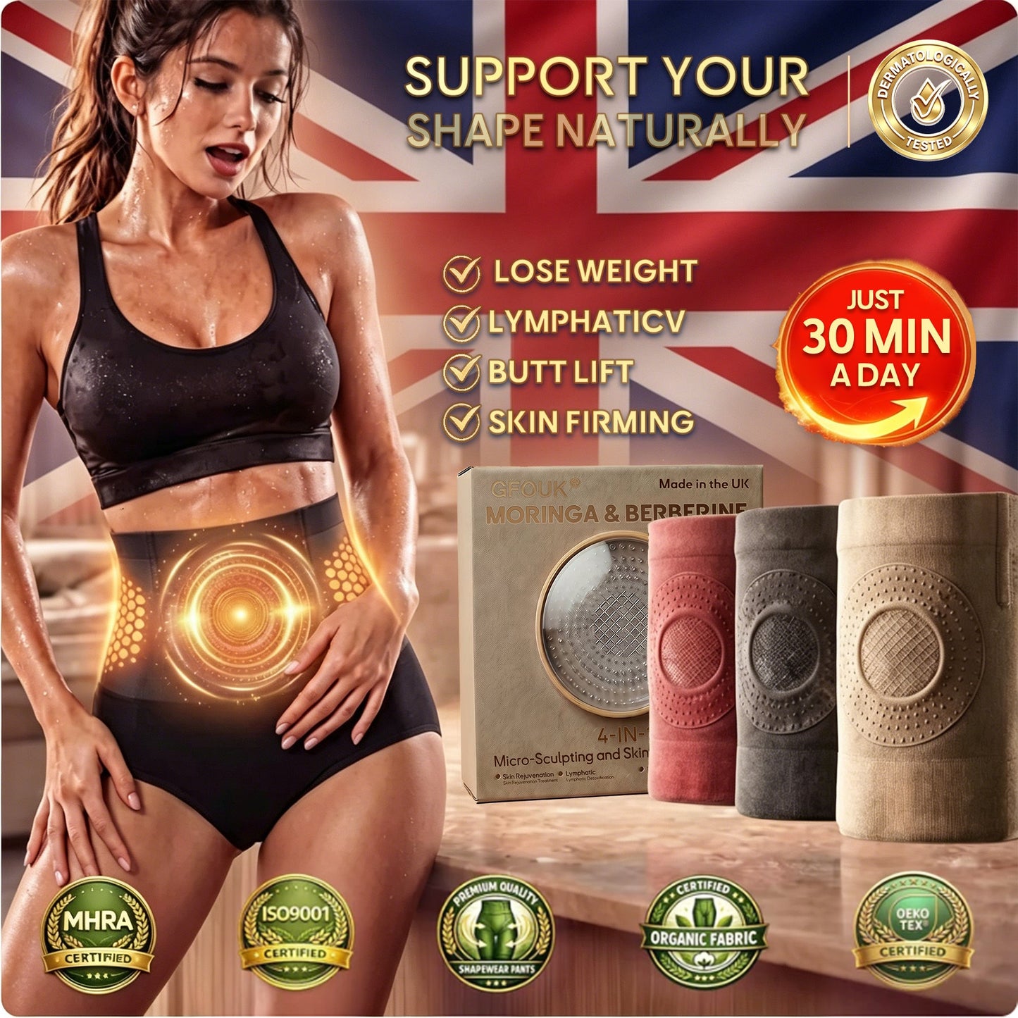 🩳🍵 Official Brand Store | 🍵 GFOUK® 2026 Moringa & Berberine 4-in-1 Micro-Particle Sculpting & Fat-Burning Shorts