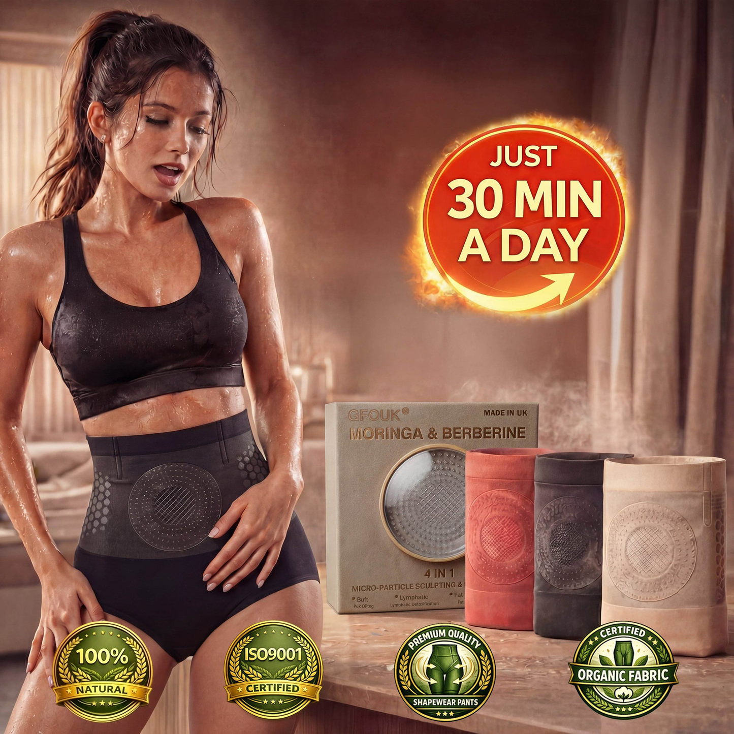✅✅ Official Brand Store | 🧑‍⚕️ GFOUK® 2026 Moringa & Berberine 4-in-1 Micro-Particle Sculpting & Fat-Burning Shorts