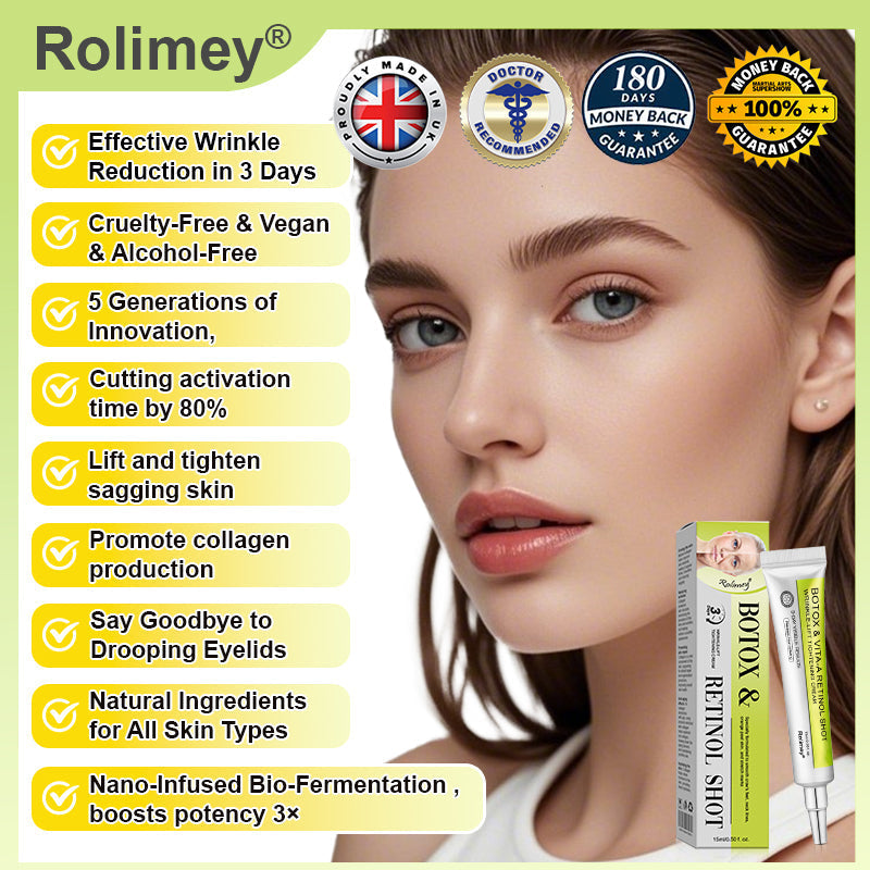 👨‍⚕️Made and shipped from the UK 💫Rolimey® Botox & Vita-A Retinol Shot Wrinkle-Lift Tightening cream - Last Day Promotion 70% OFF