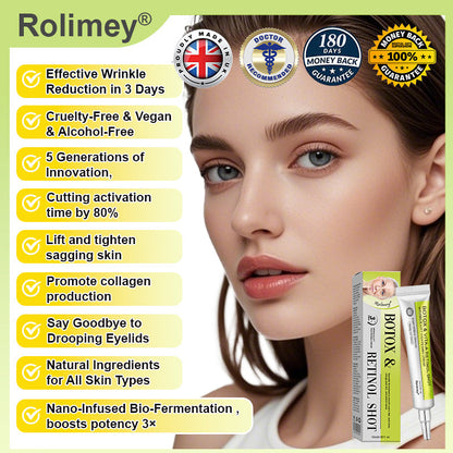 👨‍⚕️Made and shipped from the UK 💫Rolimey® Botox & Vita-A Retinol Shot Wrinkle-Lift Tightening cream - Last Day Promotion 70% OFF